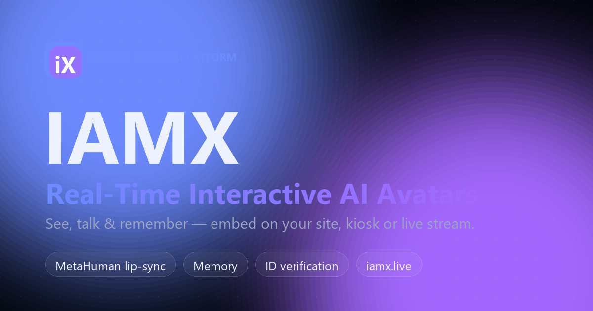 IAMX — Real-Time Interactive AI Avatars